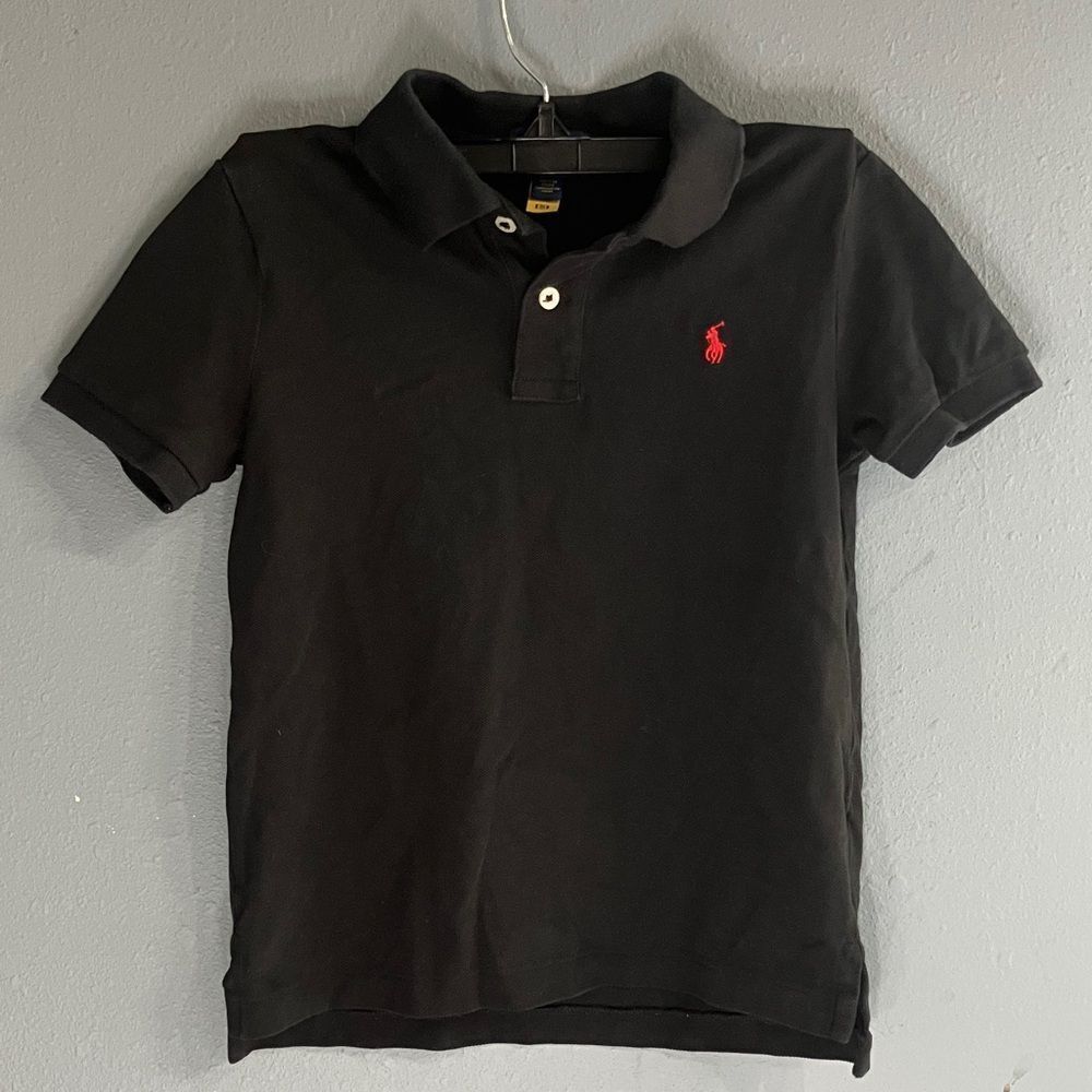 Ralph Lauren Kids Polo Shirt in Black with Red Logo size 7 #744
